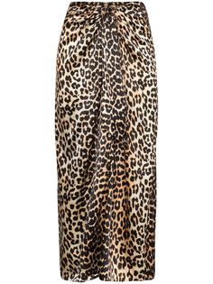 Ganni юбка миди с леопардовым принтом