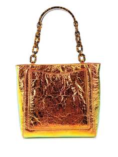 Edie Parker metallic chain strap tote bag