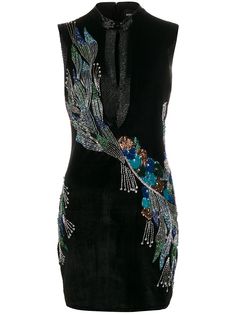 Just Cavalli бархатное платье с вышивкой бисером