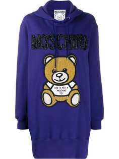 Moschino платье-худи Teddy Bear с бусинами