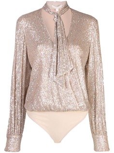 Jonathan Simkhai sequined tie-neck bodysuit