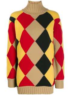 Pringle of Scotland graphic argyle roll-neck jumper