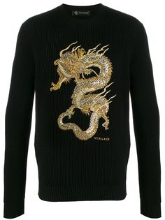 Versace джемпер ребристой вязки с вышивкой
