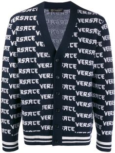Versace трикотажный жаккардовый кардиган с логотипом