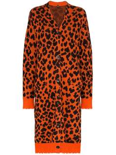 R13 кашемировое платье-кардиган с леопардовым принтом
