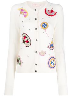 Tory Burch кардиган тонкой вязки с вышивкой