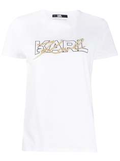 Karl Lagerfeld футболка с вышитым логотипом