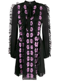 Temperley London платье с цветочной аппликацией и завязкой на воротнике