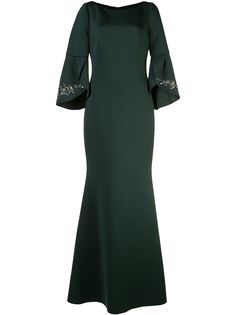 Badgley Mischka платье А-силуэта с расклешенными рукавами