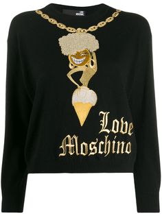 Love Moschino свитер с вышивкой