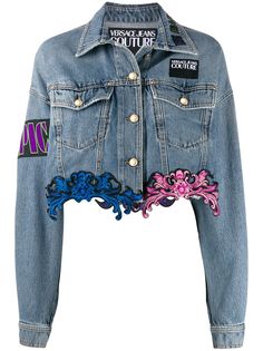 Versace Jeans Couture lace hem denim jacket