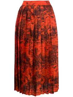 Victoria Victoria Beckham toile de jouy pleated midi skirt