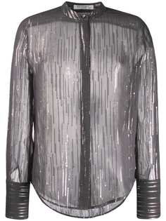 Equipment metallic stripe shirt