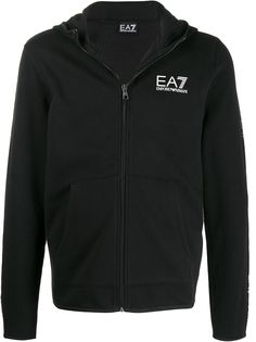 Ea7 Emporio Armani logo print zip-up hoodie