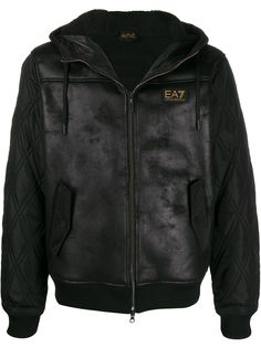 Ea7 Emporio Armani quilted-sleeves hooded jacket