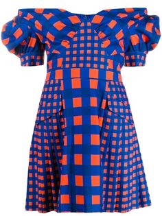 Self-Portrait checked off the shoulder dress