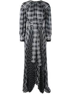 Proenza Schouler длинное шифоновое платье в клетку с поясом
