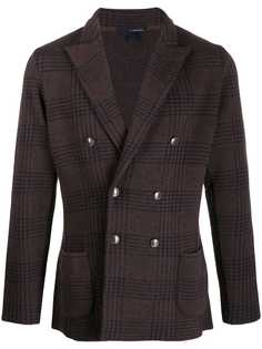 Lardini check-print double-breasted jacket