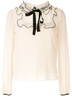 Red Valentino блузка с бантом и оборками