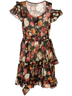 R13 floral shift mini dress