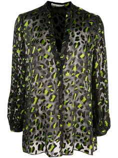 Alice+Olivia leopard print sheer blouse