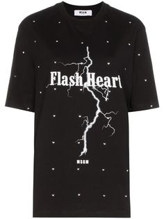 MSGM футболка Flash Heart с кристаллами