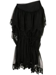 Simone Rocha юбка асимметричного кроя со вставками из тюля