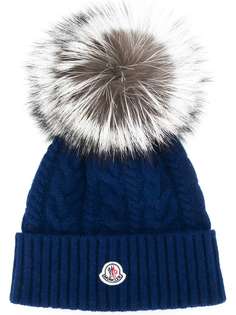 Moncler шапка бини с нашивкой-логотипом