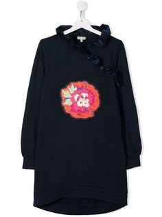 Kenzo Kids платье с оборками и цветочной нашивкой