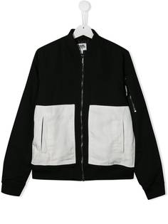 Karl Lagerfeld Kids contrast panel bomber jacket