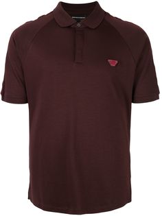 Emporio Armani logo patch textured polo shirt