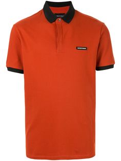 Emporio Armani logo patch colour block polo shirt