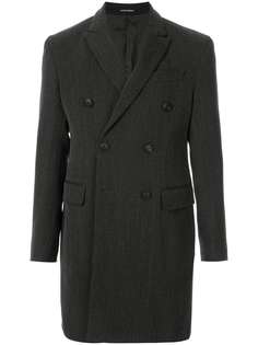 Emporio Armani micro-stripe double-breasted coat