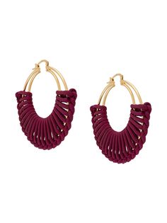 Bottega Veneta .leather detail double hoop earrings