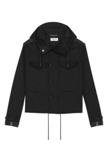Черная куртка с кожаными вставками Saint Laurent