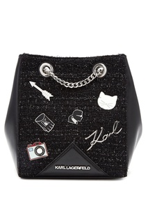 Черная комбинированная сумка-торба с отделкой Karl Lagerfeld
