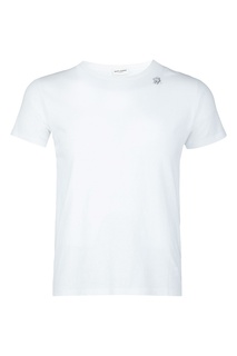 Белая футболка с маленьким рисунком Saint Laurent