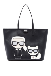 Черная сумка с фирменными аппликациями Karl Lagerfeld