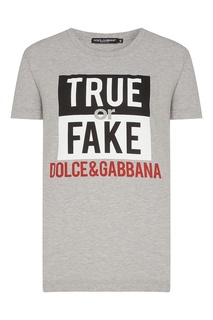Серая футболка с принтом Dolce & Gabbana