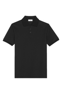 Черное поло с короткими рукавами Saint Laurent