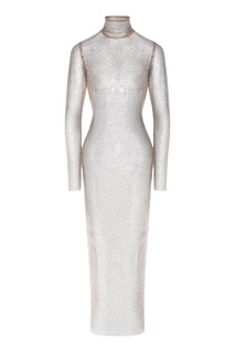 Полупрозрачное платье с кристаллами Alessandra Rich