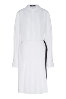 Белое платье-рубашка со складками Karl Lagerfeld