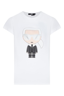 Белая футболка с символом K/Ikonik Karl Lagerfeld