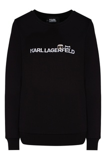 Черный свитшот с фирменной символикой Karl Lagerfeld