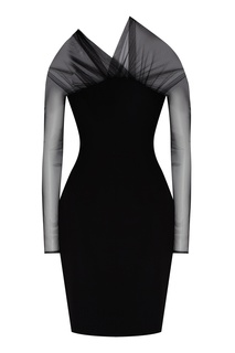Черное платье-миди с тюлевой отделкой Karl Lagerfeld
