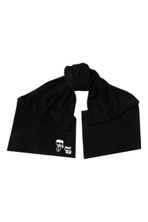 Черный шарф с контрастными аппликациями Karl Lagerfeld