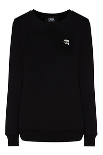 Черный лонгслив с символом K/Ikonik Karl Lagerfeld