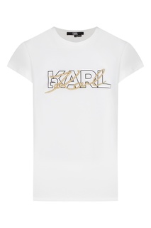 Белая футболка с двойным логотипом Karl Lagerfeld