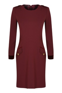 Бордовое полушерстяное платье с погонами Alberta Ferretti
