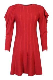 Красное платье с объемными рукавами Alberta Ferretti